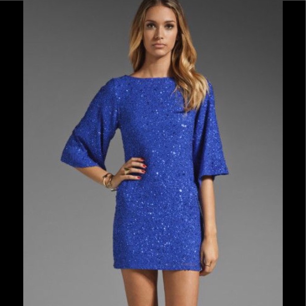 Alice & Olivia sequin blue dress Sz 6 party wedding date dance